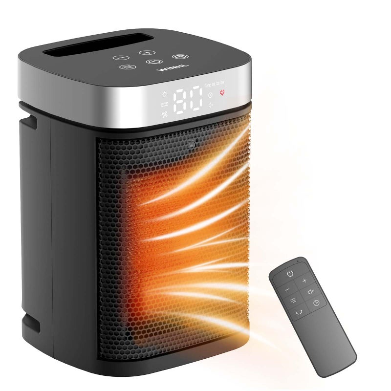 WINHL Portable Space Heater, Three Heating Modes (700W/1000W/1500W), with Remote Control, 1-12H Timer Electric Heaters, Ideal for Home, Office, and Bedroom Indoor Use - Image 1