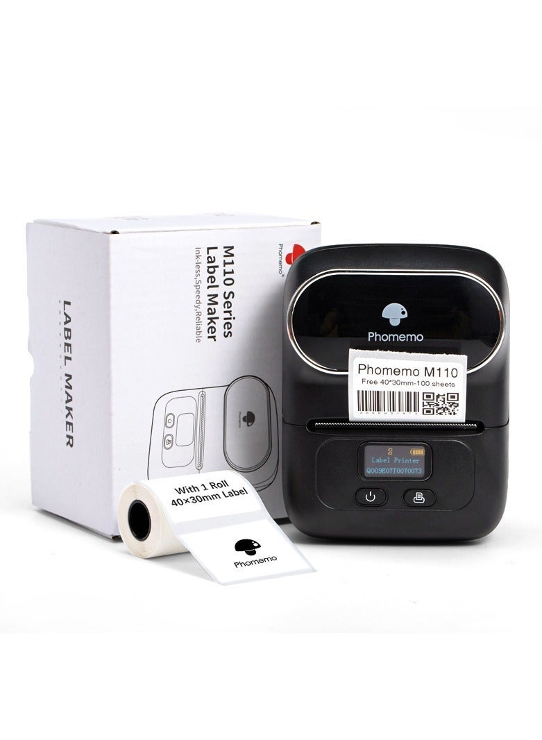 M110 Receipt Printer Label Maker Portable Bluetooth Thermal Mini Label Maker Machine Sticker Maker Barcode Printer for Clothing Jewelry Retail Mailing Compatible with Android iOS System - Image 1
