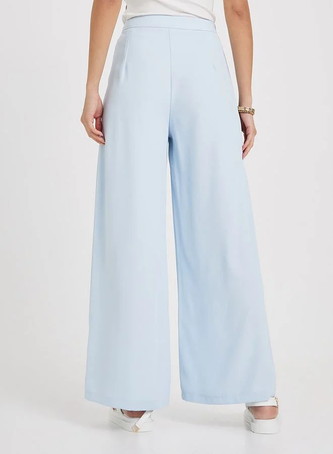 Styli High Rise Wide Leg Pants With Pintuck
