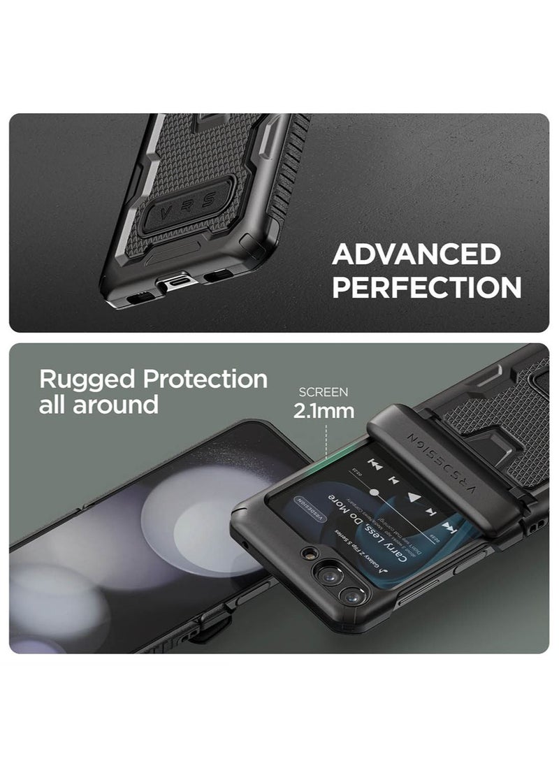 VRS Design Terra Guard Active 360 Samsung Galaxy Z Flip 5 Case Cover (2023) with [Hinge Protection] - Matte Black  - Image 4