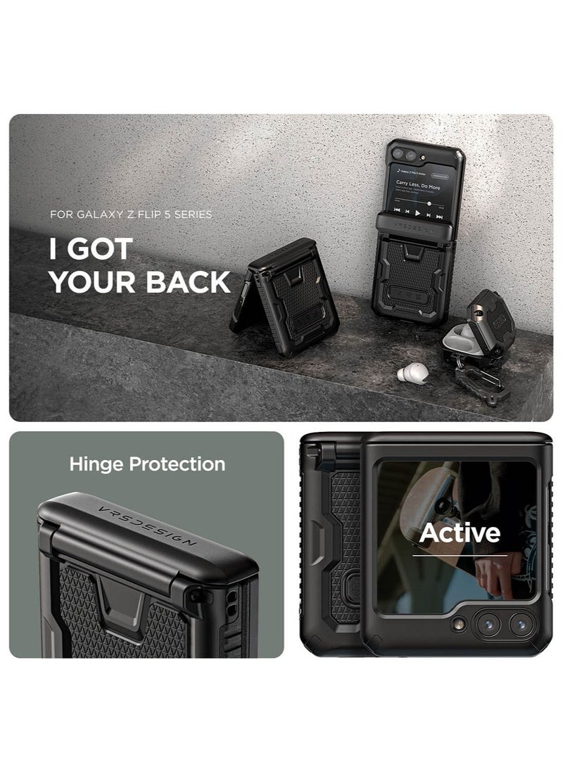 VRS Design Terra Guard Active 360 Samsung Galaxy Z Flip 5 Case Cover (2023) with [Hinge Protection] - Matte Black  - Image 5