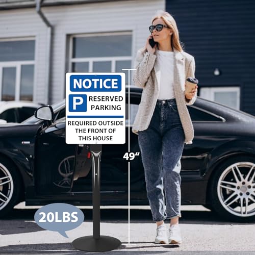 STANDNEE Parking Sign Post Heavy Duty 49" Sign Base Cast Iron Sign Stand, Movable Parking Sign Stand for Hanging Signs (Black-1 Pack-20 lbs) - Image 4