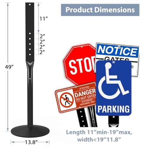 STANDNEE Parking Sign Post Heavy Duty 49" Sign Base Cast Iron Sign Stand, Movable Parking Sign Stand for Hanging Signs (Black-1 Pack-20 lbs) - Image 3