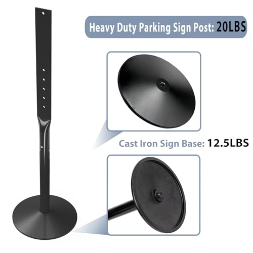 STANDNEE Parking Sign Post Heavy Duty 49" Sign Base Cast Iron Sign Stand, Movable Parking Sign Stand for Hanging Signs (Black-1 Pack-20 lbs) - Image 5