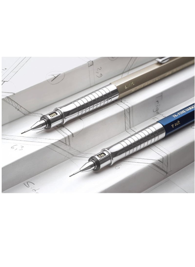 FABER-CASTELL - Faber-Castell Mechanical Pencil TK-Fine Vario L 0.35mm Champagne Gold, Soft: anti-lead cushion mechanism for general writing hard: lead fixing mechanism for drawing and design - Image 1