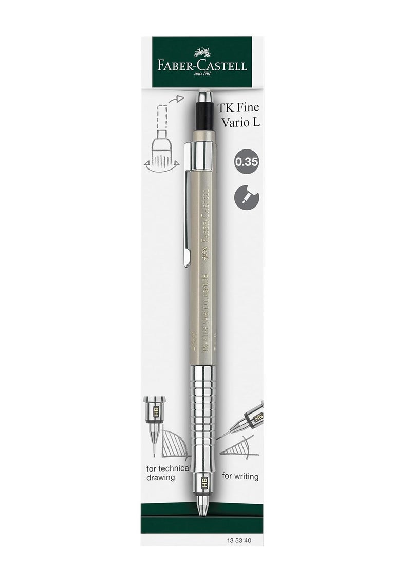 FABER-CASTELL - Faber-Castell Mechanical Pencil TK-Fine Vario L 0.35mm Champagne Gold, Soft: anti-lead cushion mechanism for general writing hard: lead fixing mechanism for drawing and design - Image 1