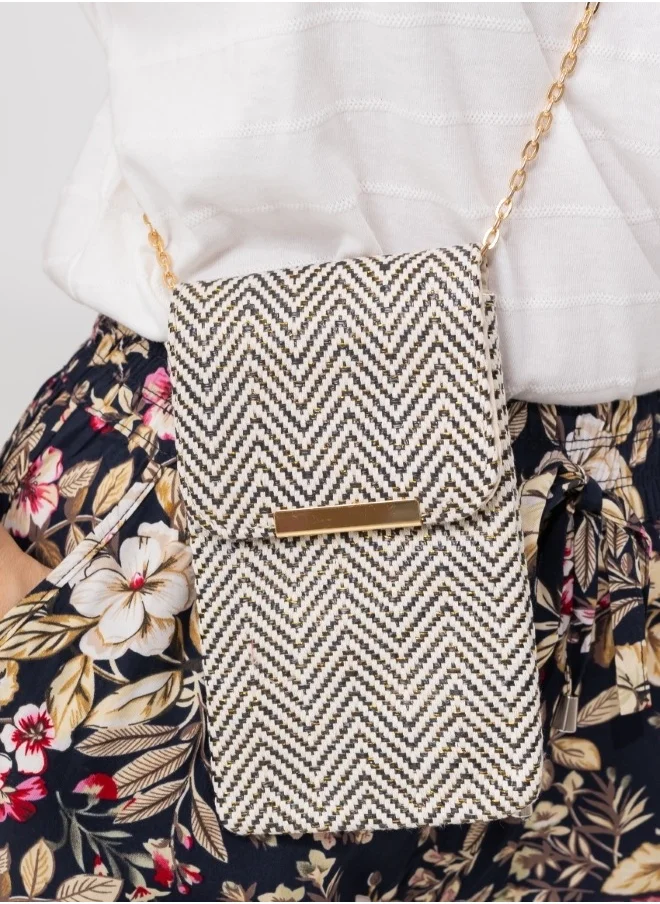 هايليز Chevron Textured Crossbody Pouch - Beige