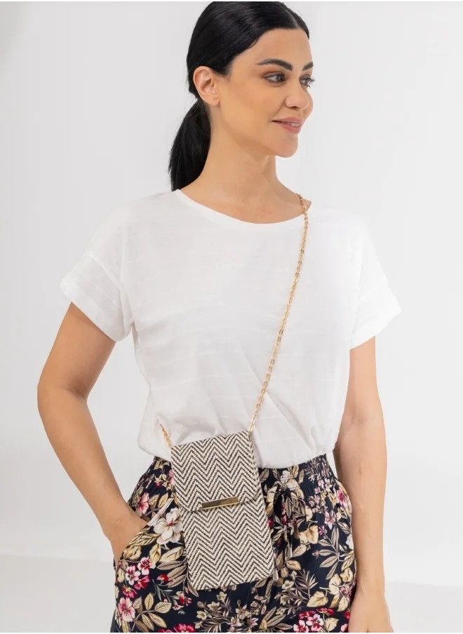 هايليز Chevron Textured Crossbody Pouch - Beige