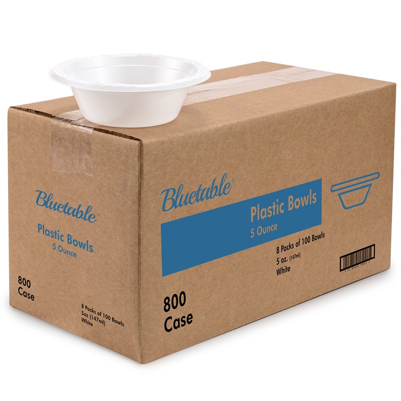 Bluetable 5 oz Bowls Plastic Small Bulk Case Pack 800 Count Disposable Bowl White  for Party Dessert Mini Bowls Soup  Horderves Great for Paint Project Small Bowls Bulk 800 PackCase