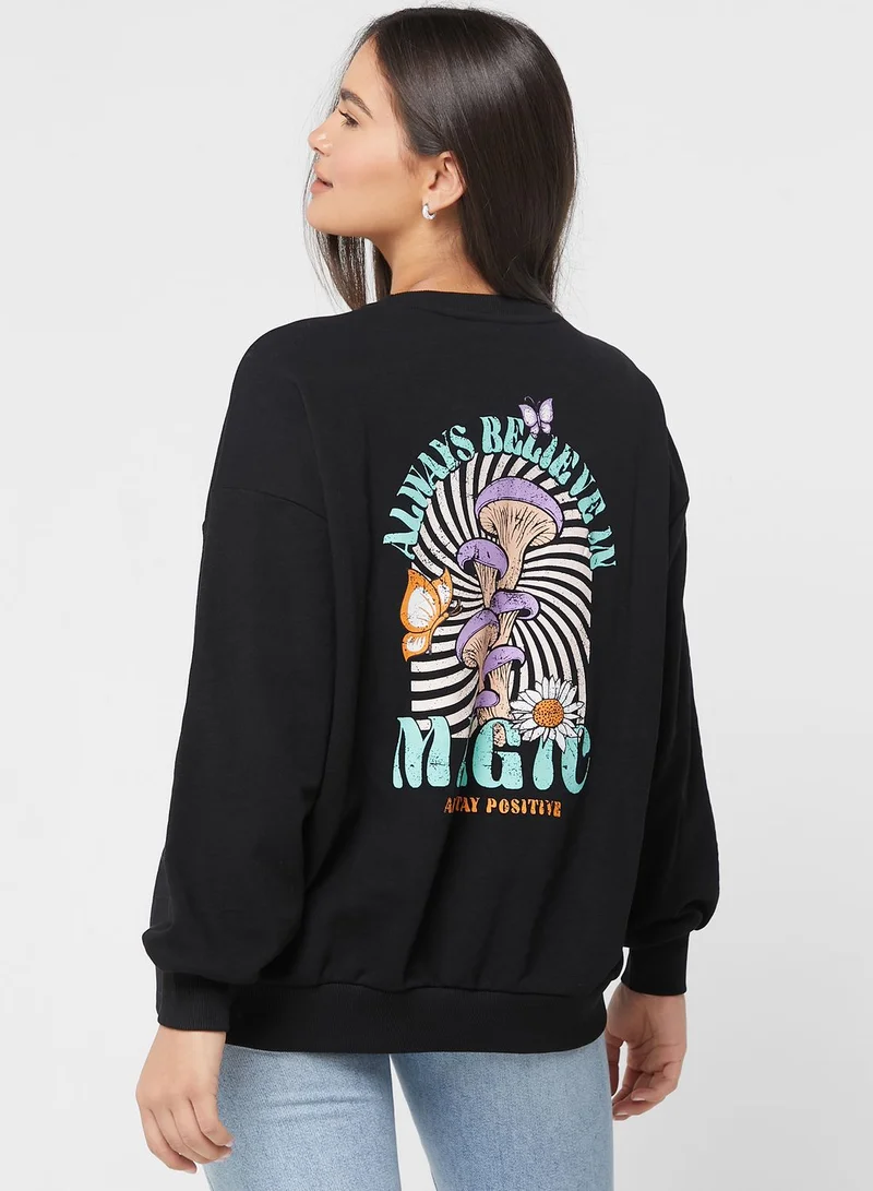 ONLY Graphic Knitted Sweatshirt