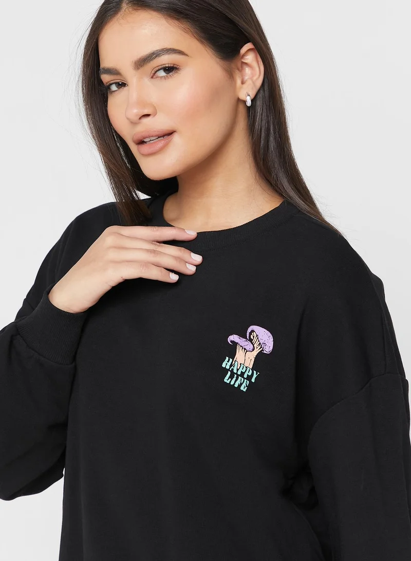 ONLY Graphic Knitted Sweatshirt