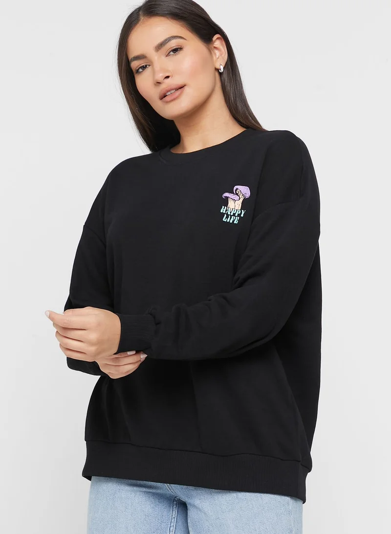 ONLY Graphic Knitted Sweatshirt