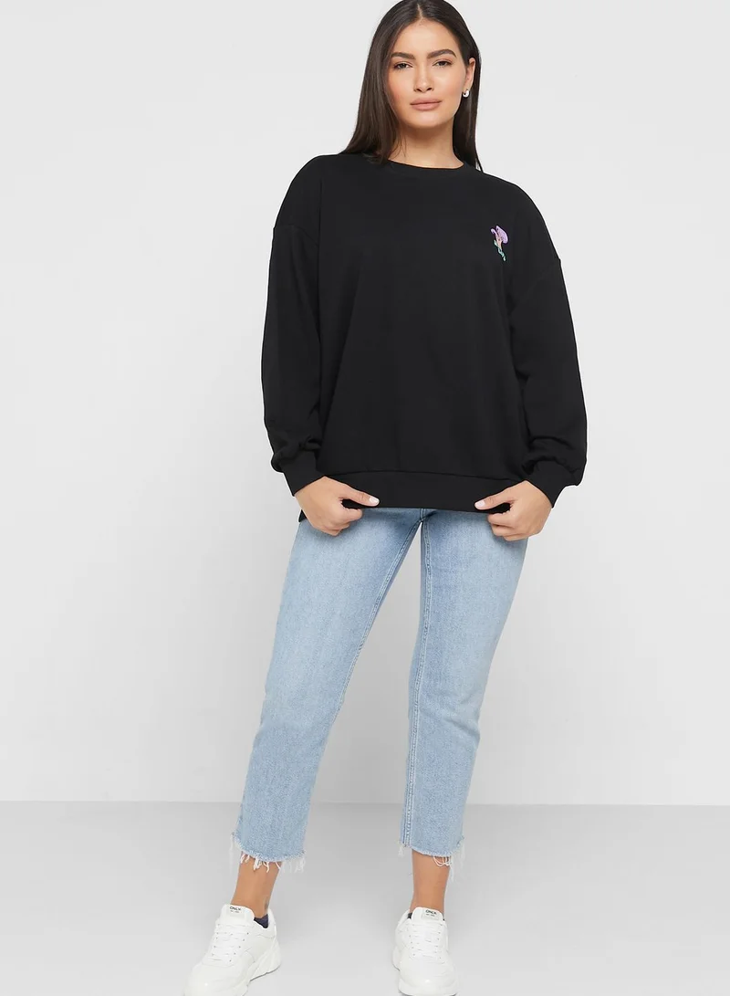 ONLY Graphic Knitted Sweatshirt