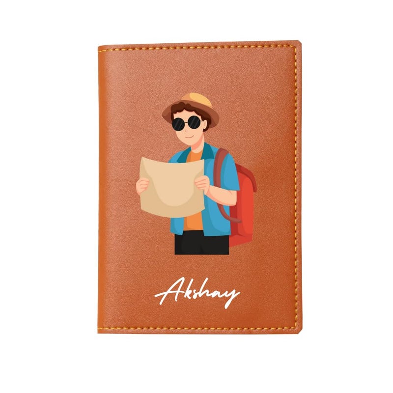 THE CUSTOMISED GIFT Unisex Passport Cover for Men & Women | Printed, Classy & Stylish | Vegan Leather Passport Cover for Travel (UV TAN) - Image 1