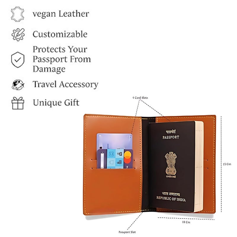 THE CUSTOMISED GIFT Unisex Passport Cover for Men & Women | Printed, Classy & Stylish | Vegan Leather Passport Cover for Travel (UV TAN) - Image 2