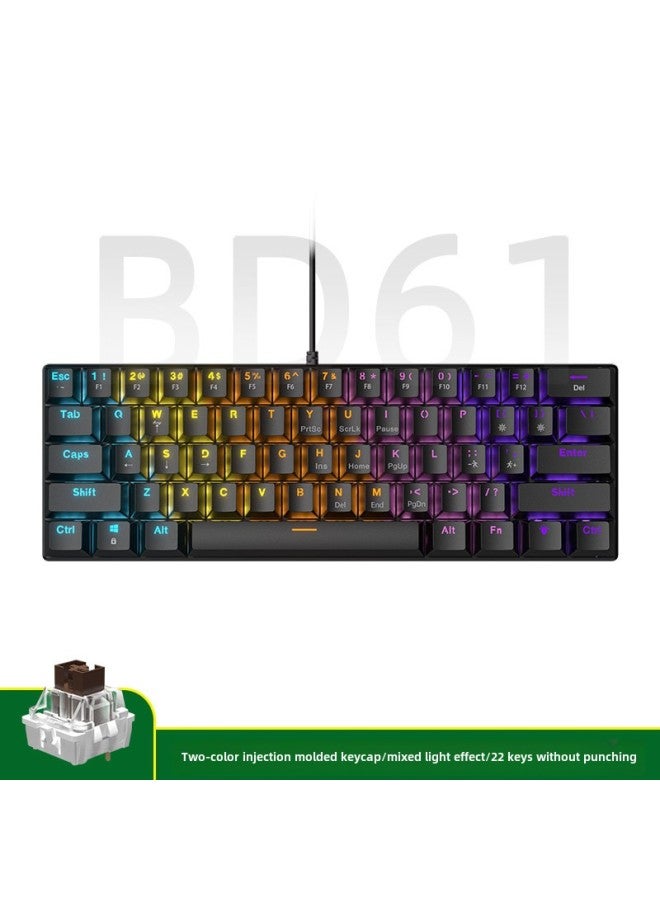 Special Explosions Mechanical Keyboard 61 Key Mixed Light Cable Green Tea Axis Game Computer Electronic Competition Mechanical Keyboard-Color:61 Keys - Black [wired] Mixed Light - Tea Shaft - Image 1