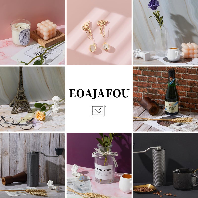 EOAJAFOU Product Photography Backdrops, 16x11.5 Inch Photo Backdrop Board Kit, 8Pcs 16 Patterns with 2Pcs Photo Shadow Maker for Makeup Product Shooting, Food Jewelry Cosmetics Photography - Image 3