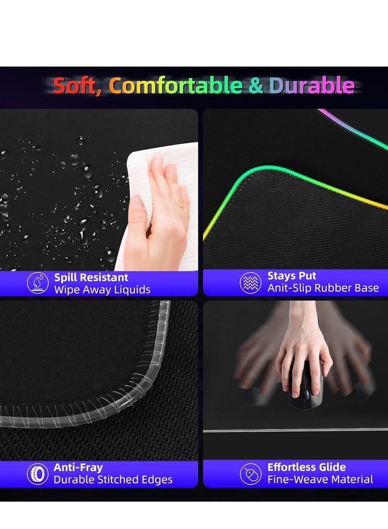 RGB Gaming Mouse Pad with Wireless Charger, Soft Keyboard Pad, Larger Extended Mouse Pad, Non-Slip Rubber Base Computer Mouse Pad, Desk Mat for Laptop/Office/Home 31.49x11.81inch-Black - Image 5