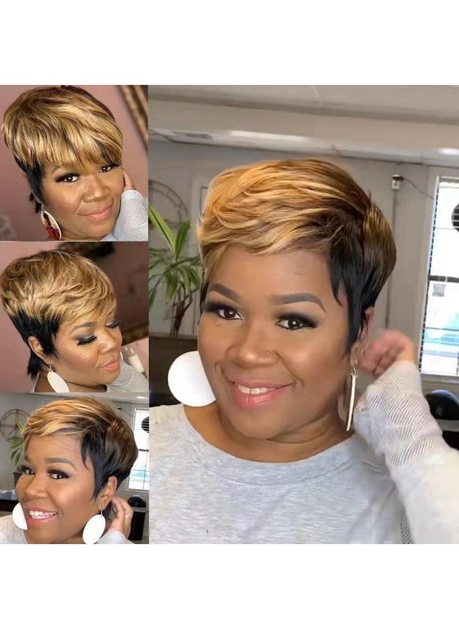 Short Bob Blonde Pixie Cut Wig With Bangs Ombre Brown Mixed Black Highlight With Side Bangs Synthetic Natural Wig For Black Women - pzsku/ZC4B02E09BB4EBD3F2A2EZ/45/_/1719052368/7a2fa619-0f08-4d83-8fb0-6506633a8f96