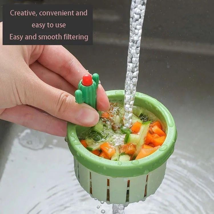 VIPREKHO 2 Pcs Cactus Kitchen Sink Drain Strainer, Press Automatic Dumping Basket, Kitchen Waste Collector Filter, Multi-Functional Home Use Cactus Sink Draining Basket Filter - Image 3