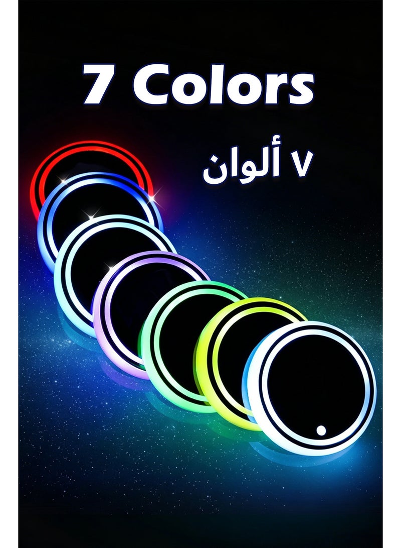 كأس حامل أكواب بإضاءة LED، ٧ ألوان ٣ أوضاع إضاءة يعمل بالحركة ضوء حامل أكواب السيارة، حامل مشروب LED قابل للشحن مع عمر بطارية طويل للسيارة والمنزل والبار وديكور مكتب الألعاب - Image 2