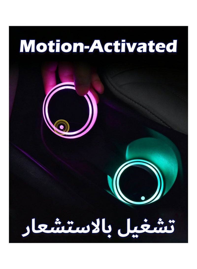 كأس حامل أكواب بإضاءة LED، ٧ ألوان ٣ أوضاع إضاءة يعمل بالحركة ضوء حامل أكواب السيارة، حامل مشروب LED قابل للشحن مع عمر بطارية طويل للسيارة والمنزل والبار وديكور مكتب الألعاب - Image 5