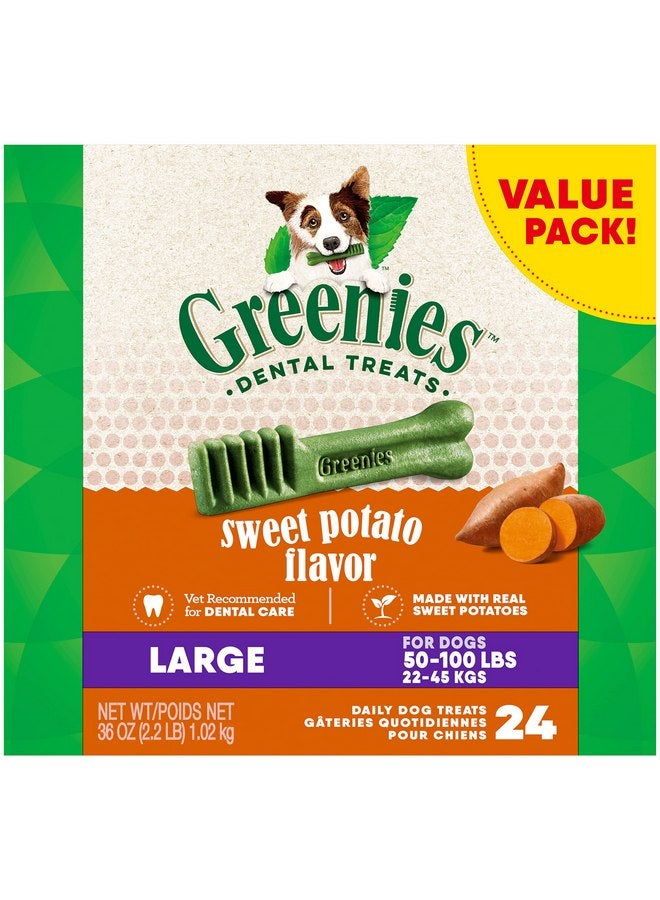 Greenies Large Natural Dog Dental Treats, Sweet Potato Flavor, 36 oz. Pack (24 Treats) - Image 1