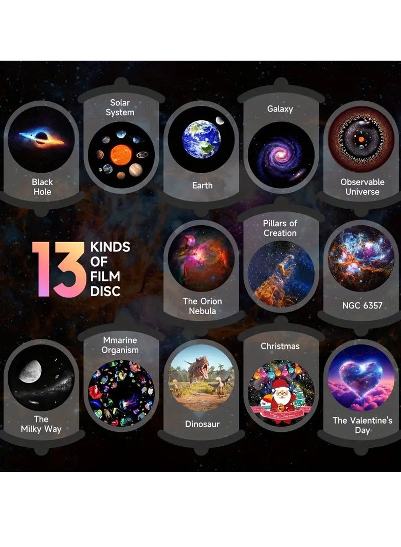 ماكدو جهاز عرض نجوم المجرة، جهاز عرض كوكبي فلكي 13 في 1، جهاز عرض كوكبي فلكي 13 في 1، إضاءة ليلية للإسقاط في سقف غرفة النوم، تأثير ديناميكي، إضاءة RGB، مناسب للتنوير الفلكي وتزيين غرف الأطفال، هدية - Image 2