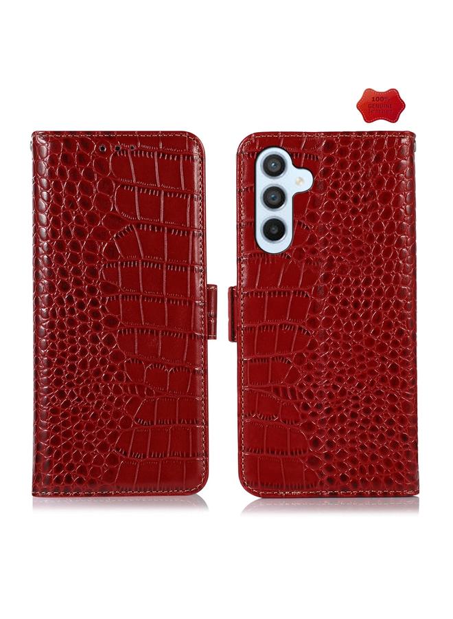 S-TOP Case For Samsung Galaxy S24+ Crocodile Top Layer Cowhide Leather Phone Case - Image 1