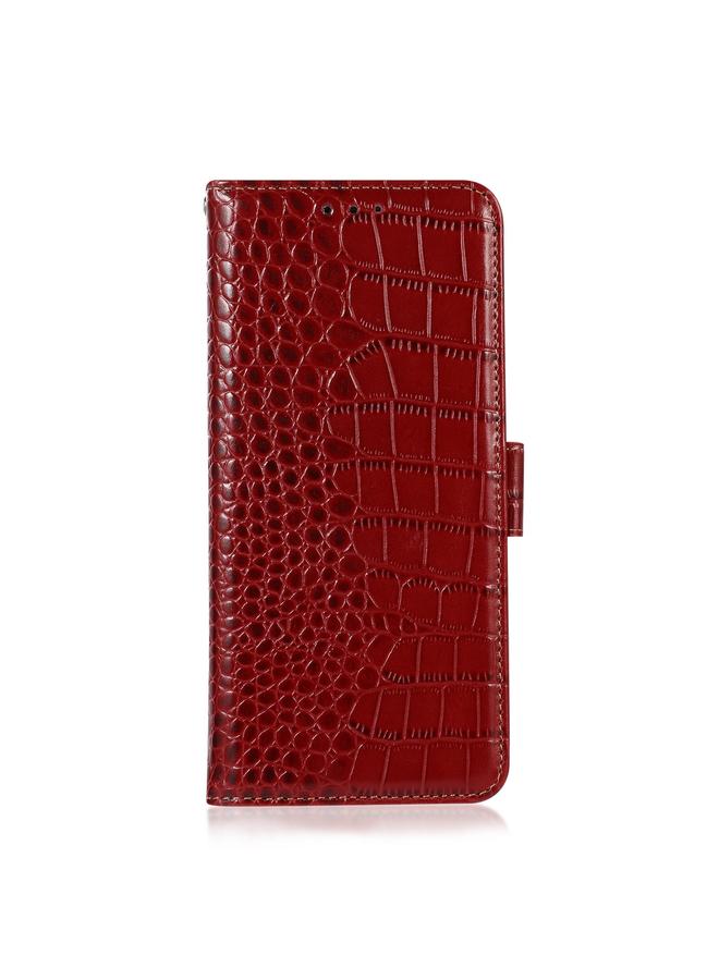S-TOP Case For Samsung Galaxy S24+ Crocodile Top Layer Cowhide Leather Phone Case - Image 2