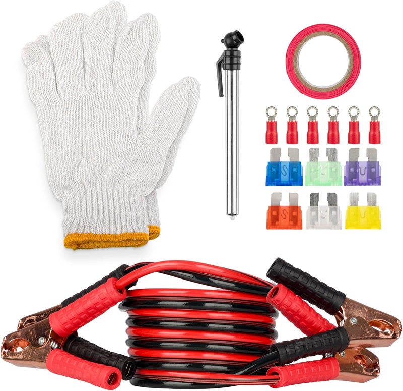 TANK Roadside Emergency Car Kit - 30-Piece Road Trip Essentials Tool Set with Jumper Cables and Carrying Case for Car, Truck, or RV by Stalwart (Gray/Red) - Image 1