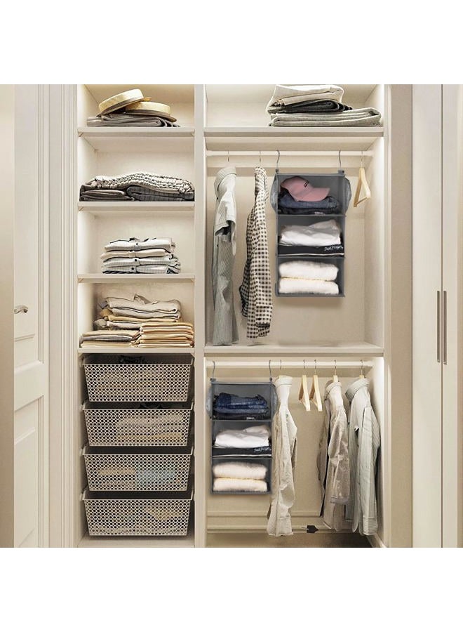 MAX Houser 3 Tier Shelf Hanging Closet Organizer, Closet Hanging Shelf with 2 Sturdy Hooks for Storage, 2 Pack, Foldable (Grey) - Image 5