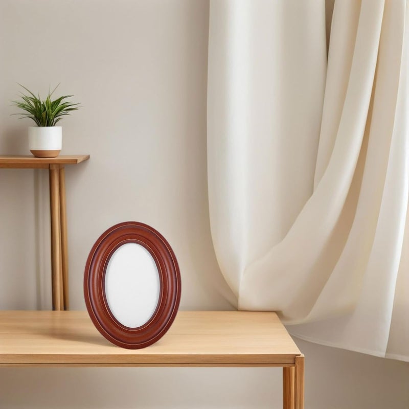 Oval 4x6 Inch Wood Picture Frame Walnut Color, Handmade Oval Photo Frame for Wall and Tabletop Display, Unique Wooden Photo Holder for Home Décor and Poster Display - Image 5