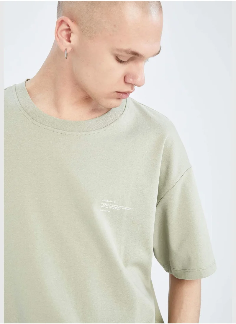 DeFacto Boxy Fit Short Sleeve Minimal Print T-Shirt