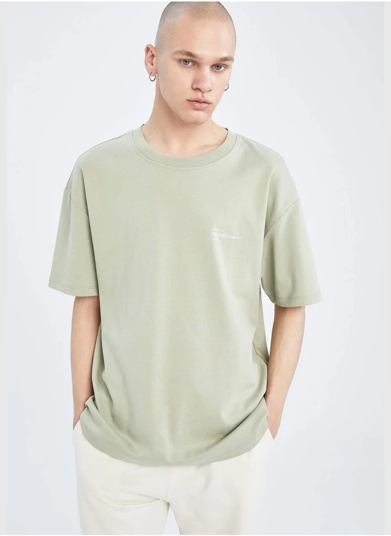 DeFacto Boxy Fit Short Sleeve Minimal Print T-Shirt