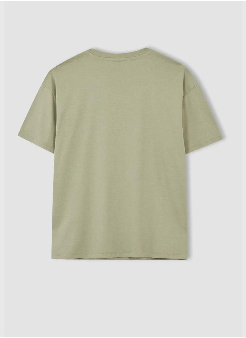 DeFacto Boxy Fit Short Sleeve Minimal Print T-Shirt
