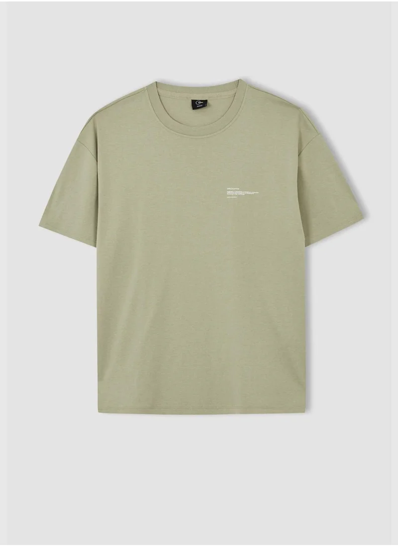 DeFacto Boxy Fit Short Sleeve Minimal Print T-Shirt