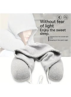 Arabest Cozy Travel Companion - Soft, Particle-Filled, Hooded U-Shaped Neck Pillow for Comfortable Airplane Naps, Relaxing Car Rides, and Peaceful Bus Trips (Black)  - Image 2