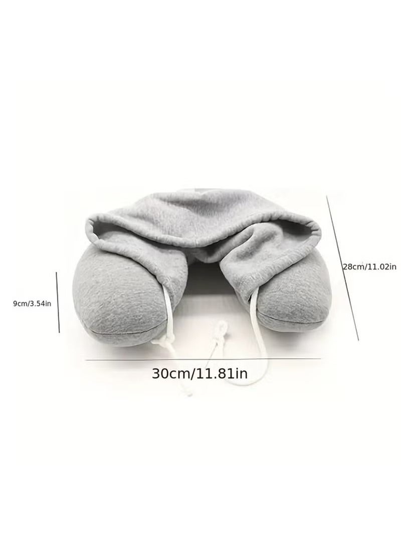 Arabest Cozy Travel Companion - Soft, Particle-Filled, Hooded U-Shaped Neck Pillow for Comfortable Airplane Naps, Relaxing Car Rides, and Peaceful Bus Trips (Black) - Image 4