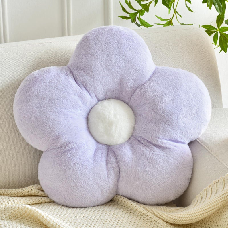 ZCNYCLAM Flower Pillows, Soft Flower Shaped Pillow with Home Decorative for Couch Chair Bed,Flower Floor Throw Pillows for Adults Bedroom Living Room (Lavender Purple, 15 Inches) - Image 1
