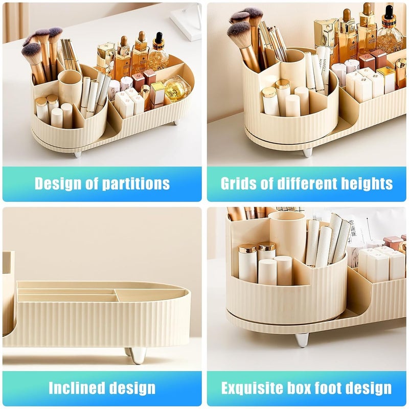 Snivy Snivy Rotating Makeup Organizer for Vanity, Large Capacity Skincare Organizer with Spinning Makeup Brush Holder Organizer, Cosmetics Organizer for Bedroom Dresser Bathroom Countertop  - Image 2