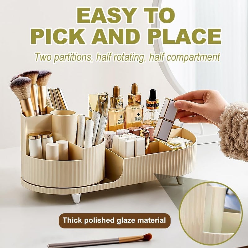 Snivy Snivy Rotating Makeup Organizer for Vanity, Large Capacity Skincare Organizer with Spinning Makeup Brush Holder Organizer, Cosmetics Organizer for Bedroom Dresser Bathroom Countertop  - Image 3