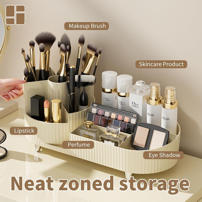 Snivy Snivy Rotating Makeup Organizer for Vanity, Large Capacity Skincare Organizer with Spinning Makeup Brush Holder Organizer, Cosmetics Organizer for Bedroom Dresser Bathroom Countertop  - Image 4