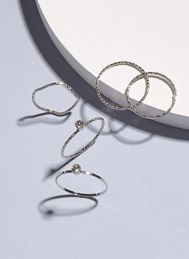 Take Two Silver Ring Set - 5-Piece