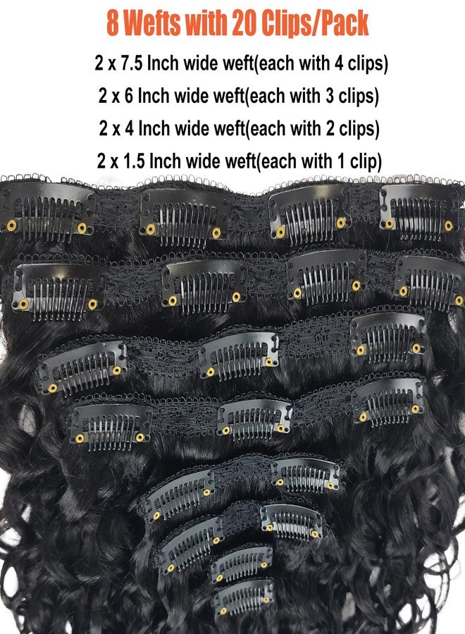 Doren Deep Curly Clip in Human Hair Extensions for Women 8Pcs 20Clips 120g Brazilian Remy Hair Water Wave Clip Ins Natural Black 18 Inches - Image 3