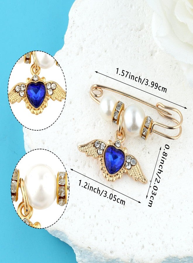 INSYOHO Something Blue Gift for Bride - Baroque Angel Wings Blue Heart Pendant Bridal Bouquet Charm, Christian Wedding Gifts & Bridal Shower Gifts from Mom Sister Friend, Pin Easily Attaches to Bouquet, Dress - Image 4