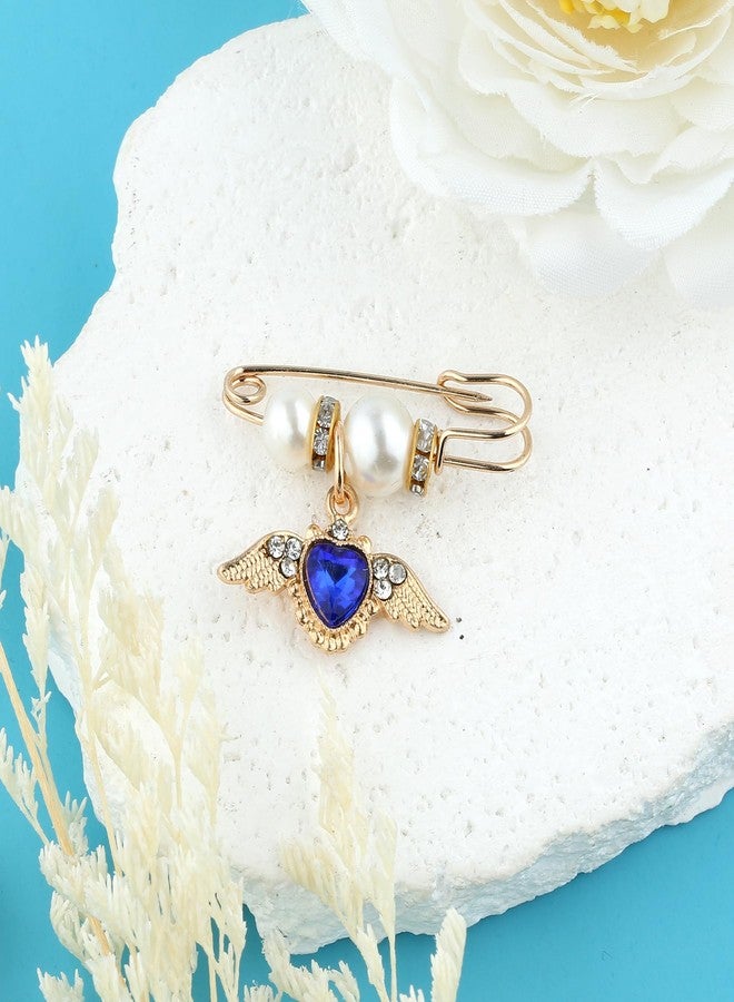 INSYOHO Something Blue Gift for Bride - Baroque Angel Wings Blue Heart Pendant Bridal Bouquet Charm, Christian Wedding Gifts & Bridal Shower Gifts from Mom Sister Friend, Pin Easily Attaches to Bouquet, Dress - Image 5