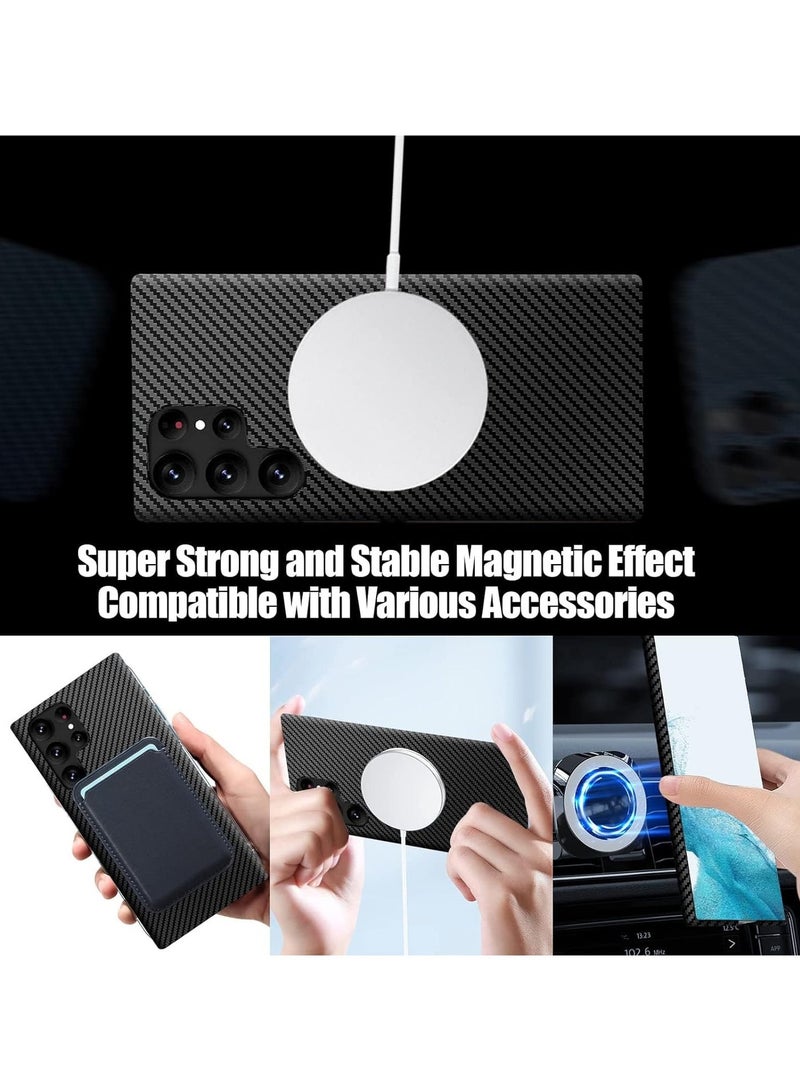 Magsafe Samsung Galaxy S24 Ultra Case for Compatible with Mag-safe, Ultra Slim S24 Ultra Carbon Fiber Texture Case, Galaxy S24 Ultra 5G Thin Hard PC Magnetic Protective Case (S24 Ultra, Black) - Image 3