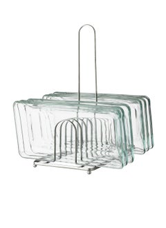 Dania A Set of Glass Serving Dishes With a Metal Stand 6 Rectangular Pieces  - Image 3