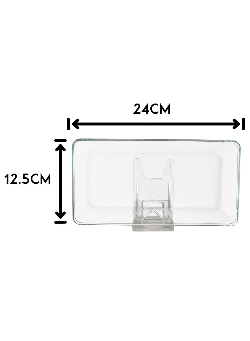 Dania A Set of Glass Serving Dishes With a Metal Stand 6 Rectangular Pieces - Image 4